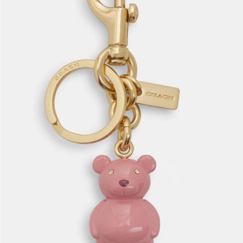 Coach Pink Bear Bag Charm with Gold Hardware - Picture 4 of 4